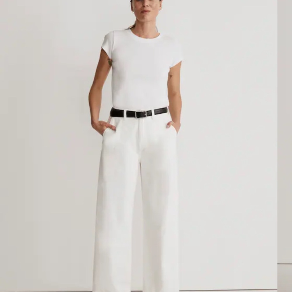 Madewell White Wide-Leg Women's Pants
